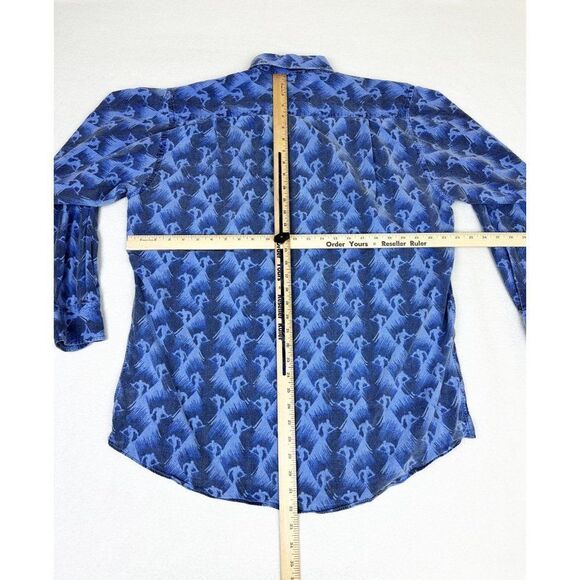 Vintage 90s Ralph Lauren Chaps Ski Shirt Large Blue Slopes Mountain Snowboard - Picture 6 of 8